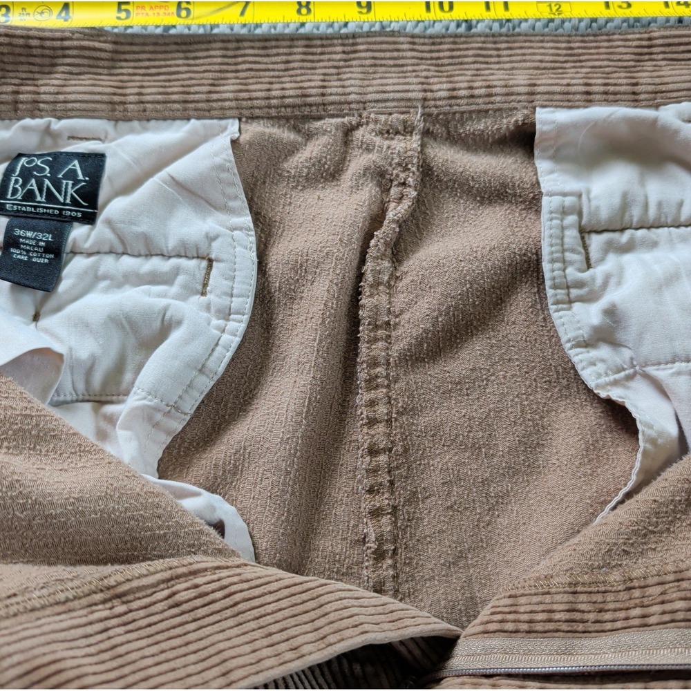 Vtg Jos A Bank CORDUROY Wide Wale Pants Mens 36x30 Brown Pleated Trousers Cuffed - Picture 11 of 12
